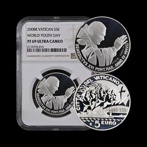 VATICAN CITY. 2008, 5 Euro, Silver - NGC PF69 - Top Pop 🥇 World Youth Day - Picture 1 of 5