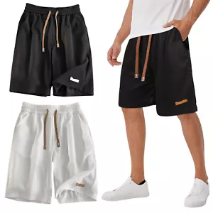Men's Drawstring Athletic Shorts Quick Dry Breathable Golf Pants Beach Pants - Picture 1 of 19