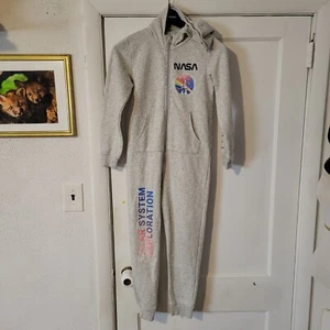 NASA Bodysuit Girls 10 Youth H&M Full Bldy Gray Pajamas Hood V18 - Picture 1 of 6
