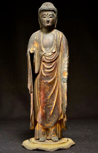 Antique Japanese Buddhist Sculpture: Gilt-wood Standing Buddha Edo ca. 1700