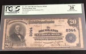 1902-$20 PB-the RICHLAND NB-PA-PCGS20. Una nota súper escasa de este condado de PA - Imagen 1 de 6
