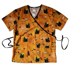 SB Women's Halloween Scrubs Top Size  Small Medical Vet Dental Spooky - Picture 1 of 7
