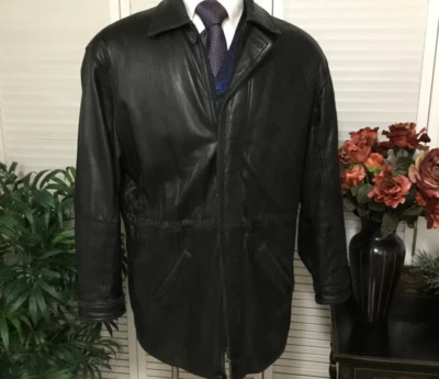 Para hombres Hermoso Brandini LeCollezioni Piel de Cordero Cuero Coche Abrigo Chaqueta M Foto 1 de 4