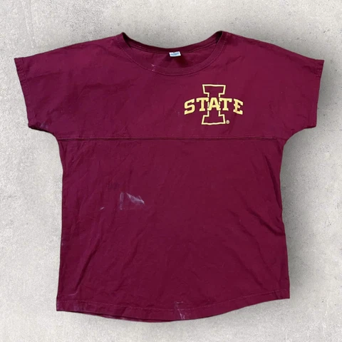 Iowa State Cyclones Shirt Womens Large Red USA Made Lightweight Venley Crew Neck Cover