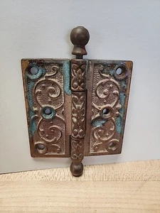 Antique Vintage Eastlake Victorian Cast Iron Cannon Ball Hinge 3 1/2" X 3 1/2 - Picture 1 of 6