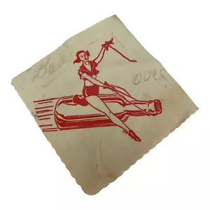 VTG PINUP GIRL COCKTAIL NAPKIN EPHEMERA BARWARE HUMOR ROCKET RARE c. 1930's-50's - Picture 1 of 3
