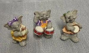 "Figuras antropomórficas vintage de banda de elefantes de 3 piezas de porcelana de 2""" - Imagen 1 de 8
