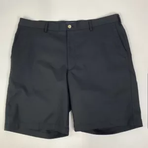 Peter Millar Crown Sport Golf Shorts Flat Front Black Size 36 - Picture 1 of 11