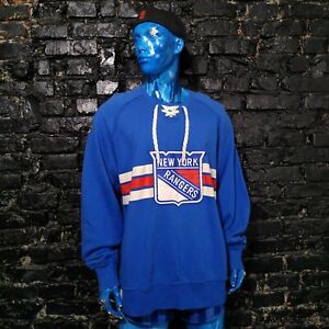 New York Rangers Fan Jacket Hockey Long Sleeve NHL Blue Cotton Mens Size 2XL 