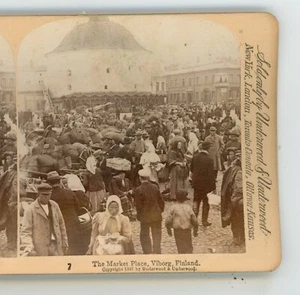 The Market Place Viborg Finland Underwood Stereoview - Imagen 1 de 3