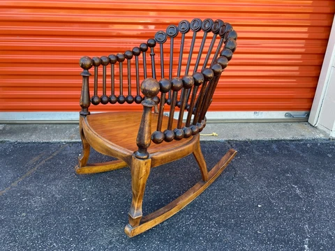 Antique George Hunzinger Lollipop Rocking Chair Victorian Rocker Cover