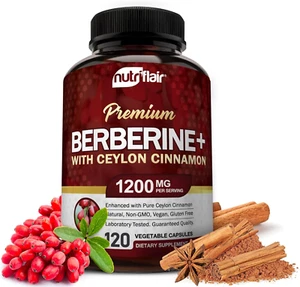 Premium Berberine HCL 1200mg & Ceylon Cinnamon – 120 Capsules, Immune & Weight S - Picture 1 of 12