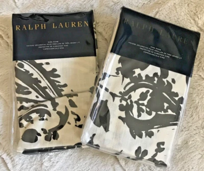 RALPH LAUREN SEVILLE PAISLEY PAIR OF KING SHAMS ~ BLACK/OFF WHITE - Image 1 of 3