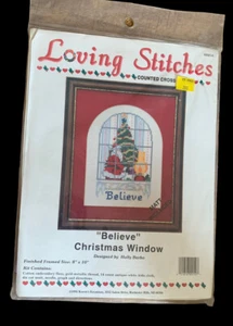 Loving Stitches Cross Stitch Believe Christmas Window With Mat 00250 New In Pack - Picture 1 of 2