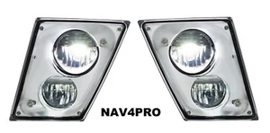 *NEW* 2004-2015 FOR Volvo VN VNL Chrome Built-in LED DRL Fog Light Pair - Picture 1 of 3