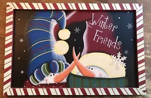 Insegna Pupazzo di Neve Winter Friends da Appendere 15-7/8” X 10-5/8” X 1/2” - Foto 1 di 3