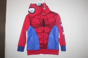 Marvel☆ Boys Spiderman Costume Hoodie Full Zip-Up Sweatshirt Jacket ☆ NEW - Picture 1 of 11
