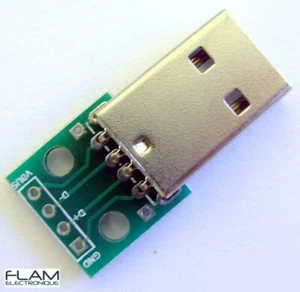 Connecteur USB male + Plaque PCB - USB connector with module board PCB plate - Foto 1 di 5