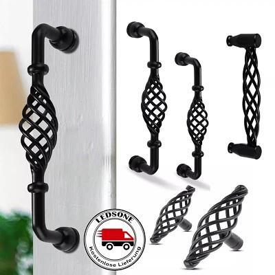 Möbelknöpfe Schrankgriff Küchengriffe Griff Knopf Eisen antik Schwarz Vintage DE - Bild 1 von 4