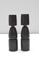 African Candle Stick Pair Ebony Wood Abstract Design Tanzania