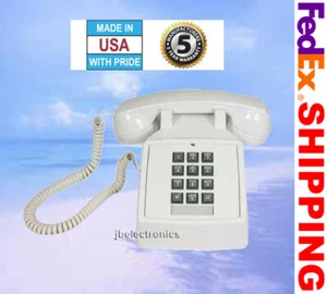TELÉFONO DE ESCRITORIO BÁSICO CON BOTÓN PULSADOR RETRO BLANCO ESTILO VINTAGE NUEVO - Imagen 1 de 2