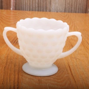 Vintage White Milk Glass Anchor Hocking Bubble Glass Sugar - Picture 1 of 5