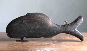 Vinatge japanischer Holz geschnitzt Karpfen Topf-Haken Jizaikagi L13,0 Zoll Herd Dekoration - Bild 1 von 19