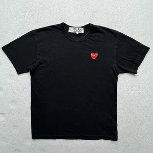 Mens Comme des Garcons PLAY Black Embroidered Signature Red Heart T-Shirt L - Picture 1 of 10