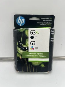 Genuine HP 63XL Black HP 63 Regular Color Ink Cartridges Combo 2 Pk Exp 10/26 - Picture 1 of 2