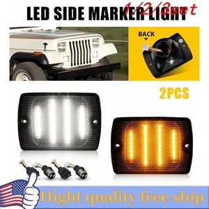 2/4x Smoked Lens Light For 1987-95 Jeep Wrangler YJ LED Marker Side White&Amber - Picture 1 of 21