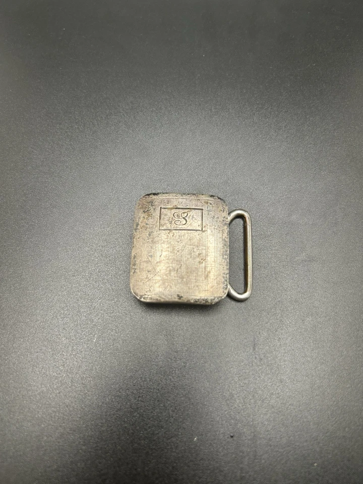 Hebilla de cinturón vintage de plata esterlina maciza para hombre con monograma grabado 16,3 g Foto 1 de 4