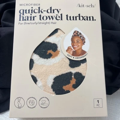 Toalla de pelo Kitsch de microfibra de secado rápido turbante estampado de leopardo nueva Foto 1 de 3