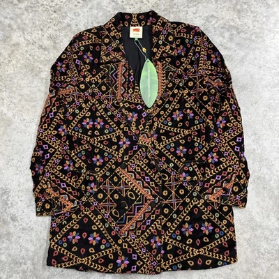 Chaqueta Farm Rio Mujer Mediana Negra Pana Bordada Blazer Boho Floral Foto 1 de 4