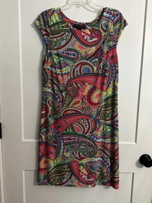 Madison Leigh Colorful Paisley Knee Dress Womens 14 Sleeveless Summer Retro - Image 1 of 4
