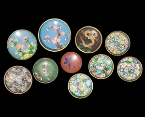 Altes chinesisches Cloisonné Emaille Geschirr: 10er Set - Handarbeit 20er-70er Jahre - Bild 1 von 7
