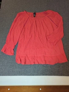 Inc Int'l Orange Tunic Women Sz L Flowy 3/4 Sleeve Pullover Boho - Picture 1 of 10