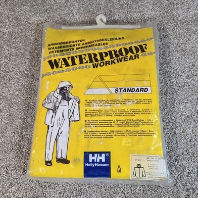 Vintage Helly Hansen Waterproof Workwear Jacket Mens Size XL White Pvc Hood - Image 1 of 4