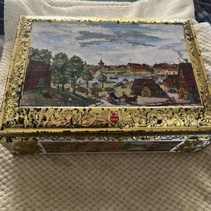 Vintage E Otto Schmidt Large Biscuit Cookie Tin Lebkuchen Nurnberger Germany - Picture 1 of 17
