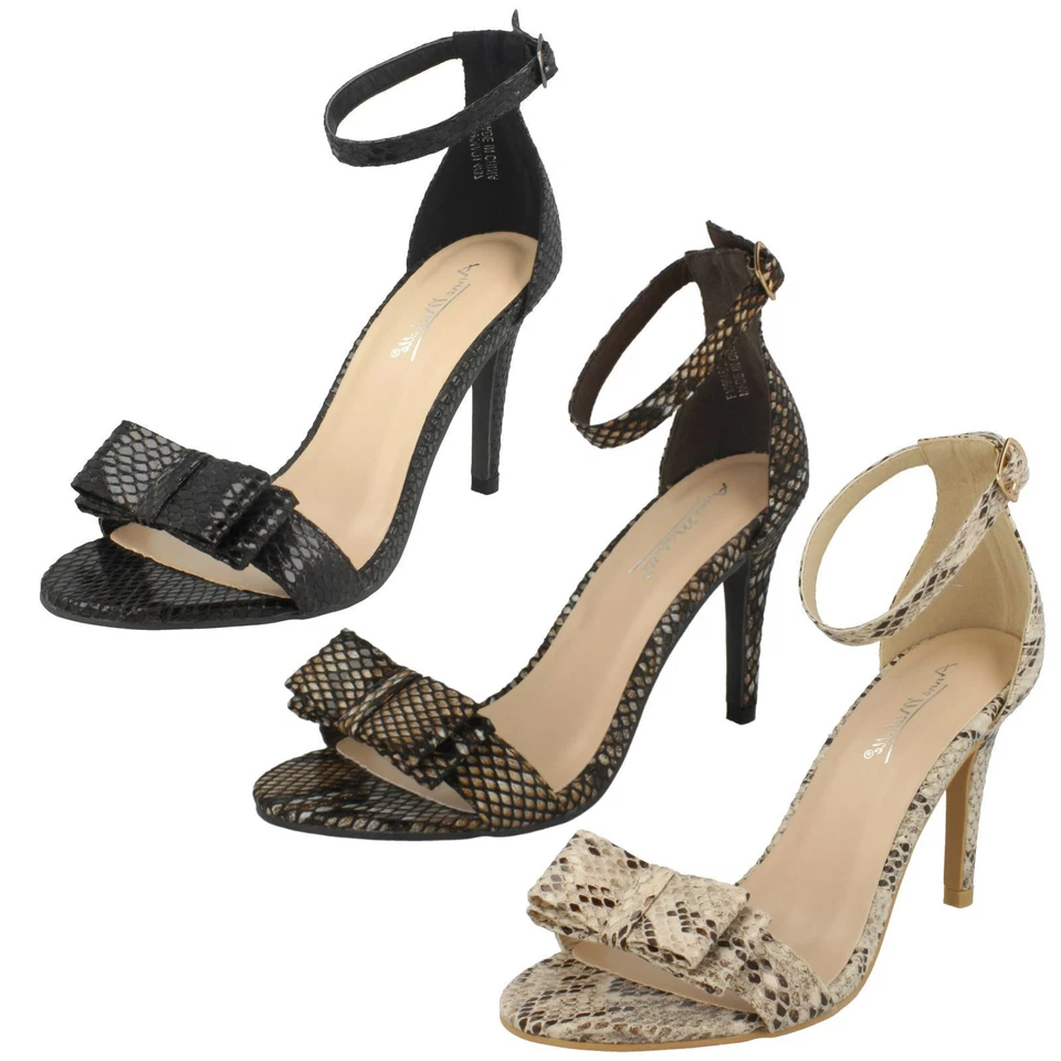 Sandalias De Tacón Con Correa Al Tobillo De Serpiente Anne Michelle Para Damas - Imagen 1 de 1