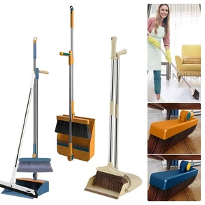 Long Handled Dustpan and Brush Set Strong Metal Handle Dust Pan & Broom Sweeper - Picture 1 of 15