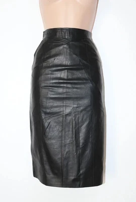 Women’s Vintage CONFEZIONI In PELLE 100% Leather Straight Midi Skirt UK4 UK6 W24 - Image 1 of 4