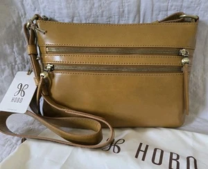 HOBO International BILLIE Polished Leather Crossbody Bag Purse Natural Brown NWT - Picture 1 of 14
