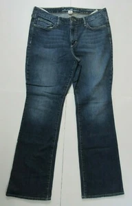 Eddie Bauer Women's Distressed Whisker Faded Blue Curvy Bootcut Jeans Size 14 - Picture 1 of 9