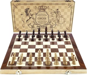 Juego de Ajedrez, Juego de Tablero de Juego de Ajedrez Estándar Madera Magnético Plegable 15"x15" - Imagen 1 de 8