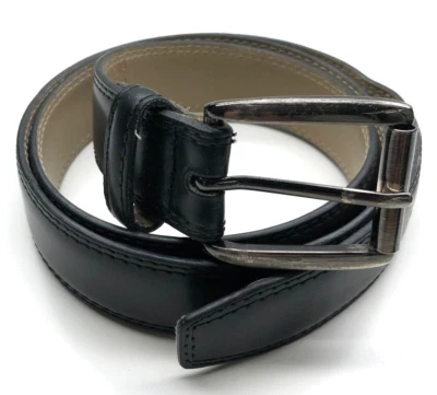 Cinturón de vestir sin marca Negro talla 38 Cuero sintético Hebilla plateada 1 1/4" Foto 1 de 4