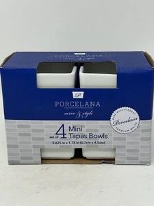 Home Essentials PORCELANA set of 4 square Mini Tapas Bowls 2.625 x 1.75 nib dips - Picture 1 of 7