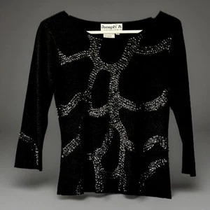 Quiet Luxury Classic Black Fall Joseph A. Small Sequence Sweater - Picture 1 of 4