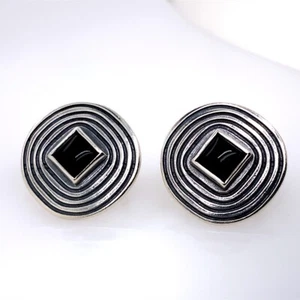 James Avery Onyx Sterling Silver Round Earrings (DG7142198) - Picture 1 of 5