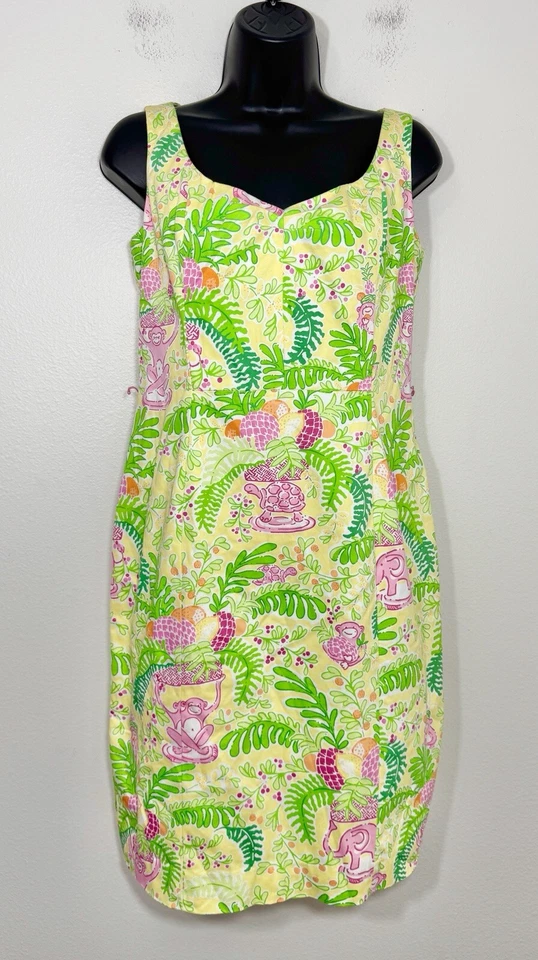 Lilly Pulitzer 复古 Miranda 连衣裙女式 4 码黄色 Sorbet 热带 Y2K — 第 1/4 张图片