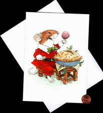 HTF VINTAGE Mouse Pie Plum Crust  - WALLACE TRIPP - Christmas Greeting Card